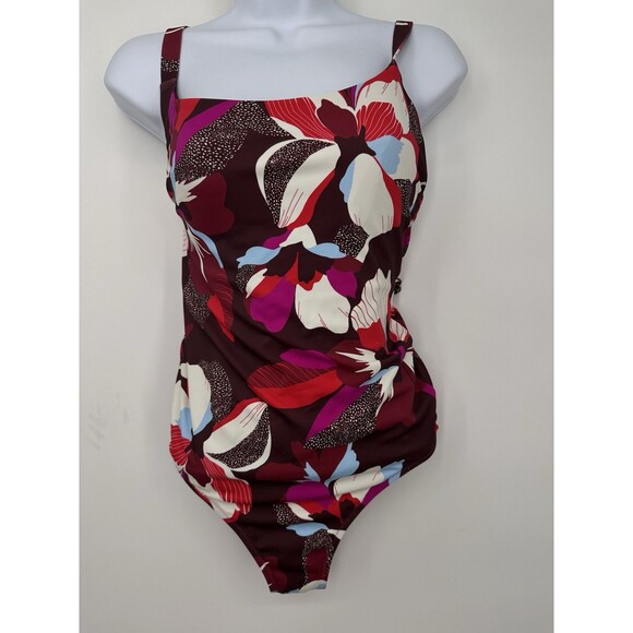 Athleta Square Neck Tankini Top/Hero Bloom Decadent Chocolate/Size 34 D/DD “M - Picture 3 of 9
